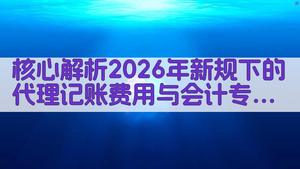 核心解析：2026年新规下的代理记账费用与会计专业度 图2